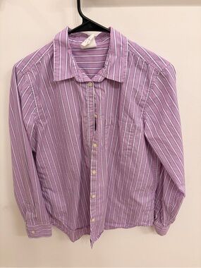 GAP Lavender and White Striped Button-Down Shirt